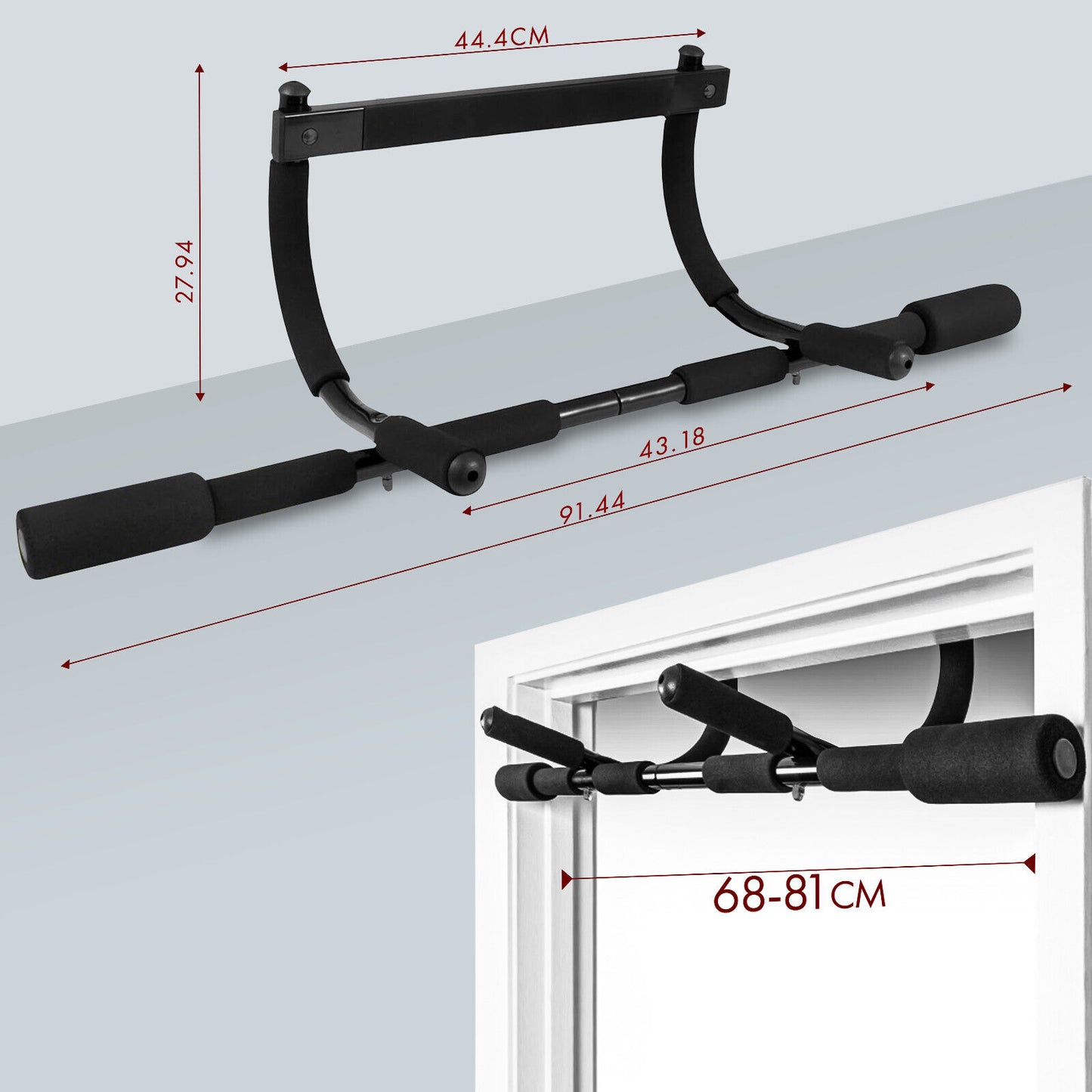 Pull up Bar Doorway Chin up Bar Fitness Home Gym Exercise Strength Work Out Dips