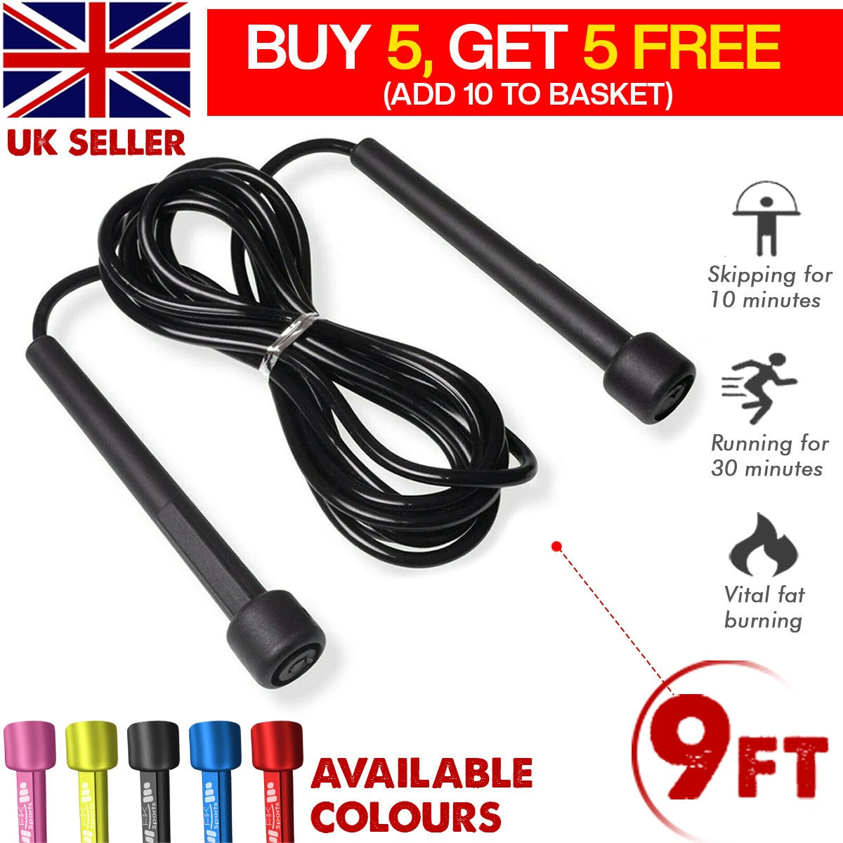 Adjustable Adult Skipping Rope Gym Fitness Boxing Speed Exercise Jump Workout UK